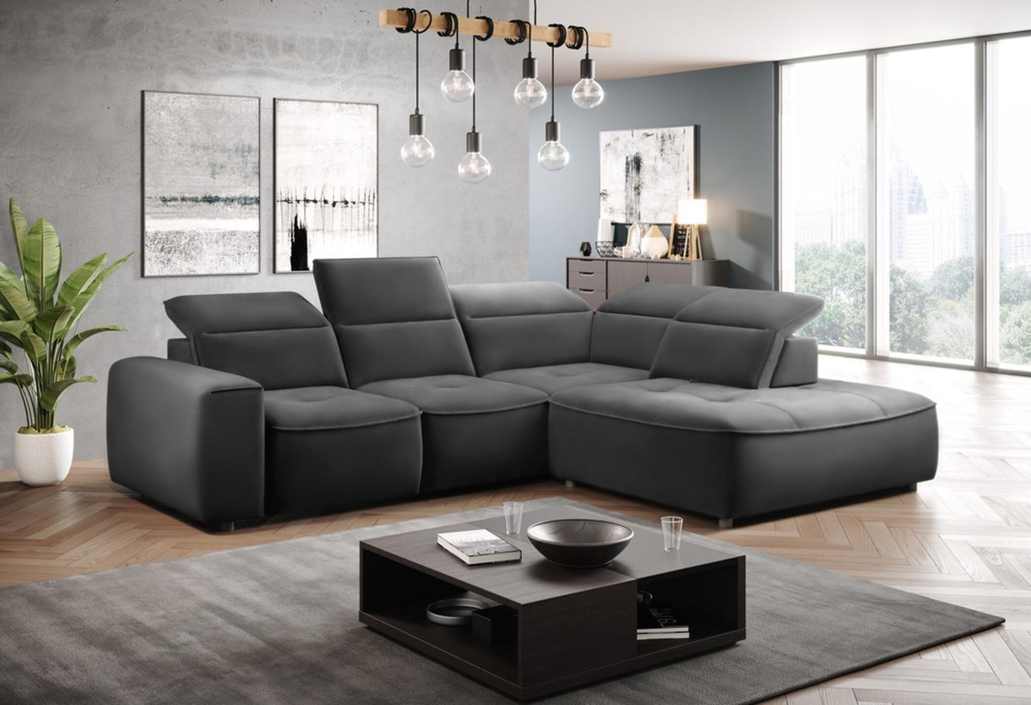 Stylefy Colton L Ecksofa Kunstleder MADRYT Silber Rechts Bild 1