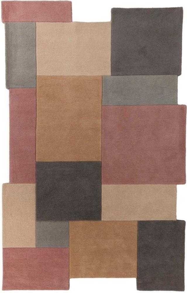 FLAIR RUGS Wollteppich Abstract Collage, rechteckig, Höhe: 11 mm, 100% Wolle, Karo Design, Patchwork, modern, mehrfarbig Bild 1