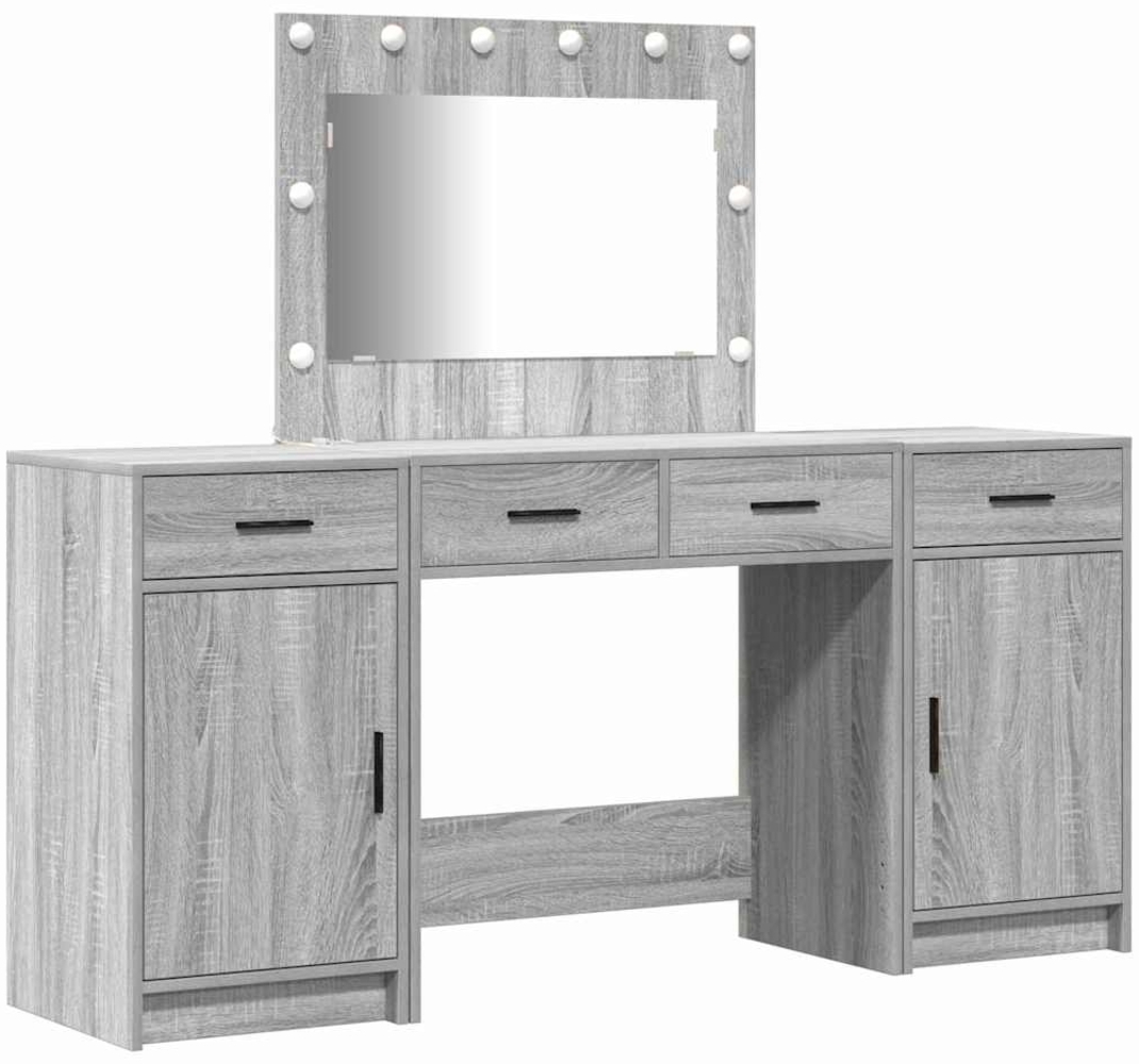 vidaXL Schminktisch mit Tür 3 pcs Grau 40 x 41 x 75 cm Holzwerkstoff 3334250 Bild 1