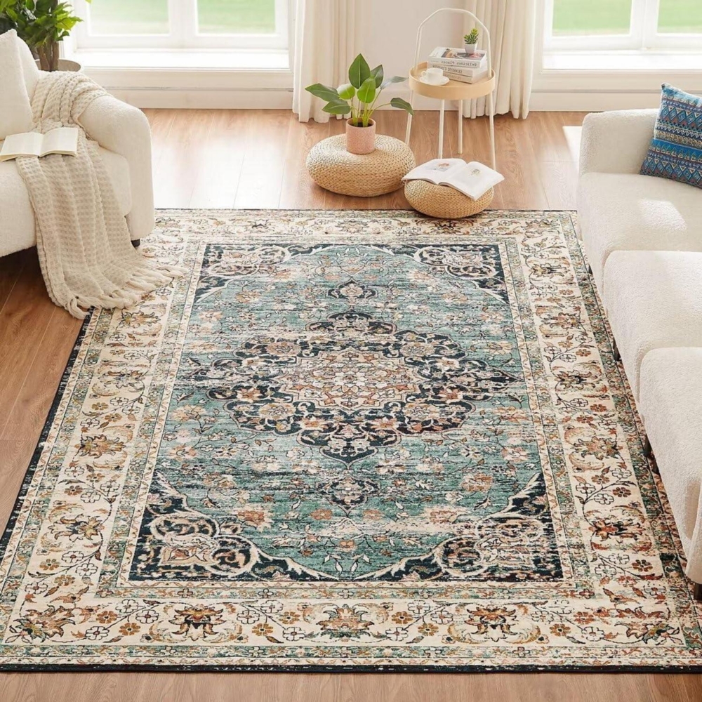 CHOSHOME Vintage Teppich Waschbar Orientalischer Kurzflor Schlafzimmer 200x290CM Bild 1