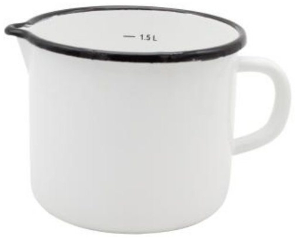 Milchtopf 1,5 Liter mit Ausguss und Skala, Emaille weiß Bild 1