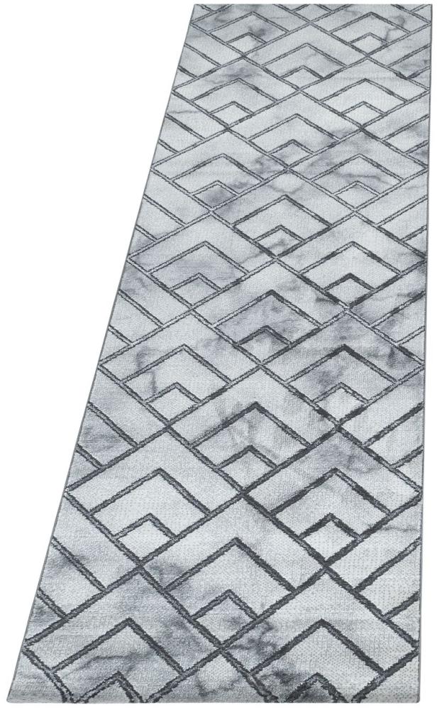 Kurzflor Teppich Nauro Läufer - 80x250 cm - Silberfarbe Bild 1