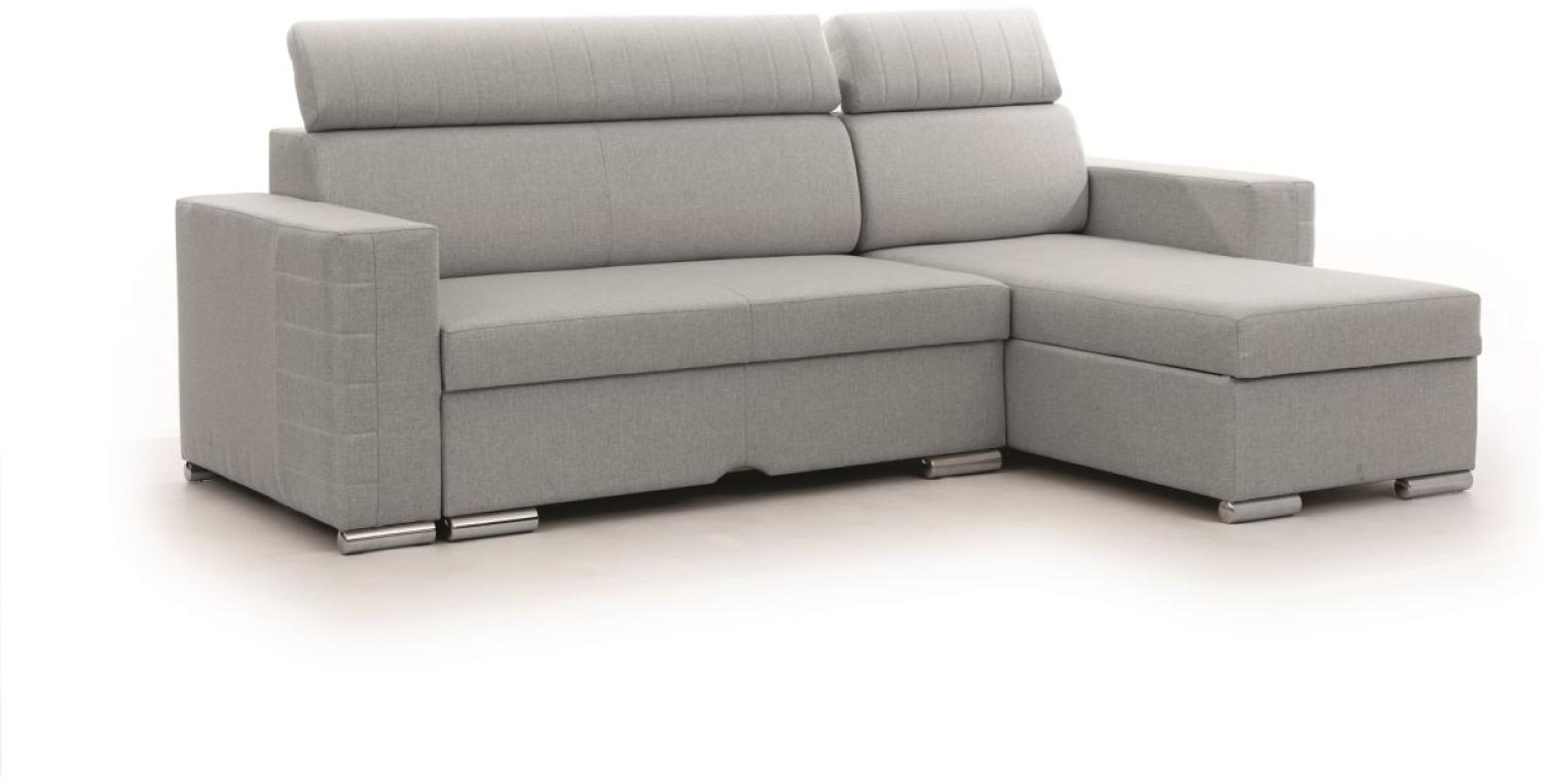 Ecksofa Schlafsofa Sofa CANTON in Stoff Liverpool Grau Ottomane Rechts Bild 1