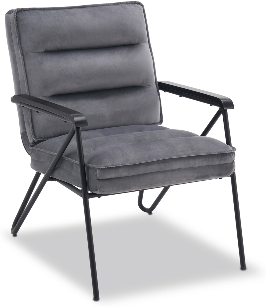 M MCombo Grau Relaxsessel, bequemer Polstersessel, moderner Wohnzimmerstuhl, Fernsehsessel, Samt, 4750-1 (ohne Hocker) Bild 1