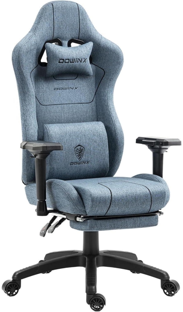 Dowinx Stoff Gaming Stuh Massagefunktion PC Bürostuhl Blau Bild 1