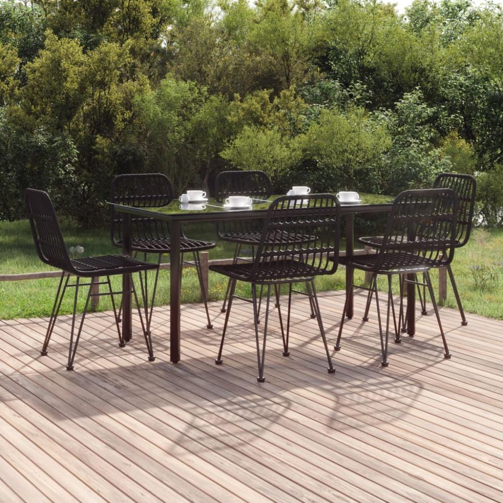 vidaXL 7-tlg. Garten-Essgruppe Schwarz Poly Rattan 3157898 Bild 1