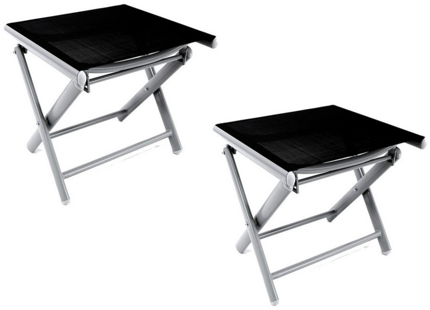 2'er Set Garten Klapphocker / Fußhocker Aluminium - Textilen Bild 1