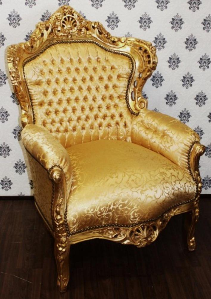 Casa Padrino Barock Sessel King Gold Muster / Gold 85 x 85 x H. 120 cm - Antik Stil Bild 1