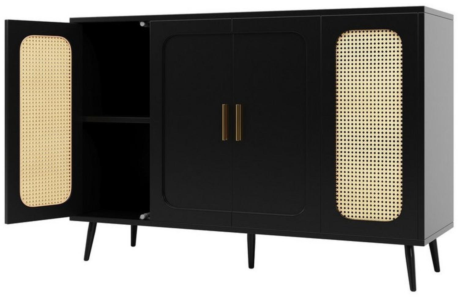 OKWISH Sideboard Aufbewahrungsschränke (Rattan-Holzschränke, 1 St, 4 Türen), Rattan-Holzschränke mit Superfächern Bild 1