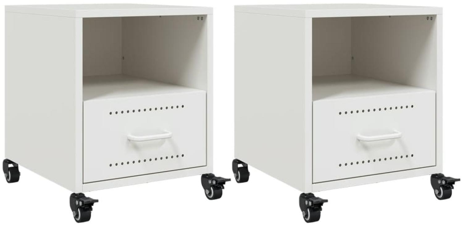 vidaXL Nachttische 2 Stk. Weiß 36x39x43,5 cm Stahl 846715 Bild 1