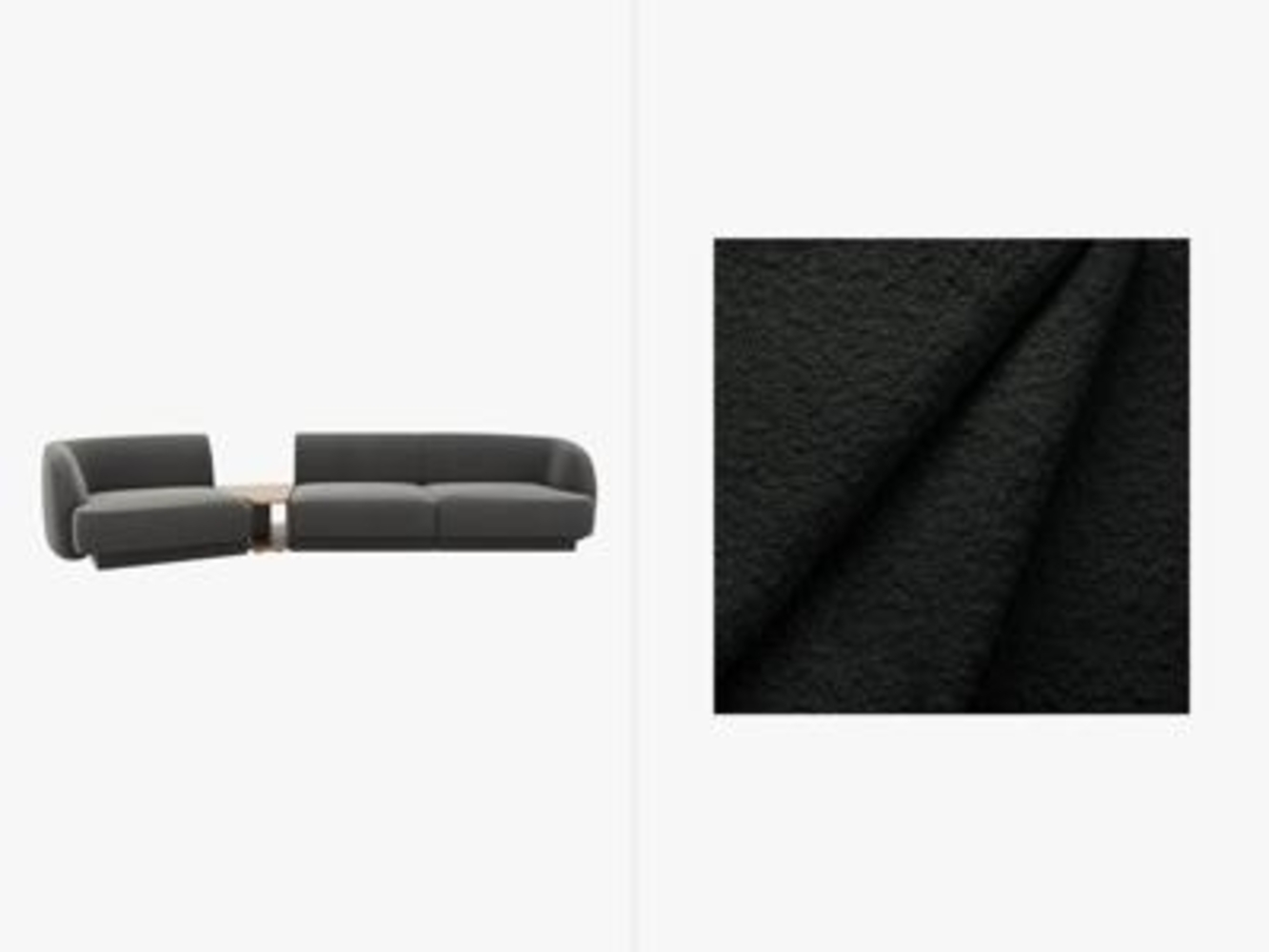 Micadoni Modulares Sofa Links Miley 3-Sitzer Links Boucle Schwarz Bild 1