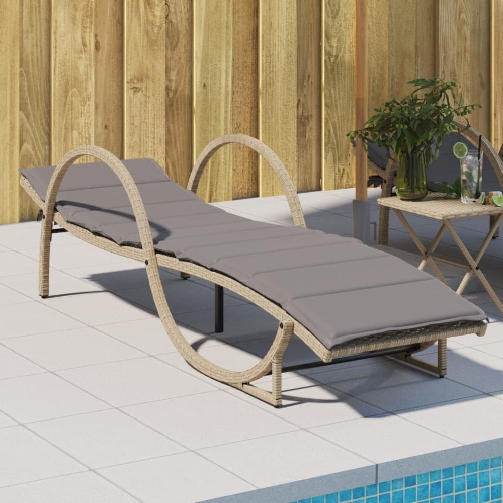 vidaXL Sonnenliege mit Auflage Beige 60x199x42 cm Poly Rattan Bild 1