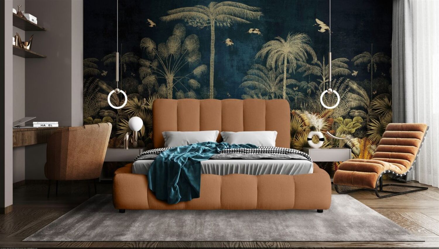 Polsterbett Doppelbett HEDA 140x200cm in Stoff Perfect Harmony Rostbraun Bild 1