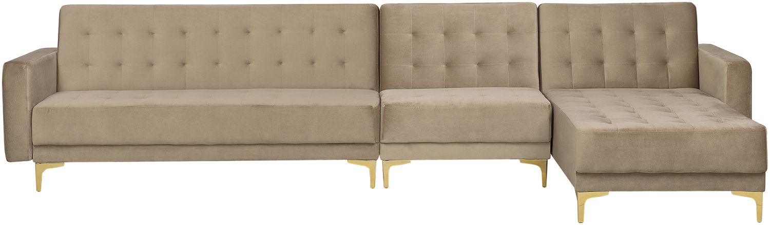 Modulsofa Samtstoff Schlaffunktion sandbeige linksseitig ABERDEEN Bild 1