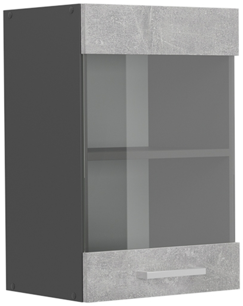 Küchenglasschrank R-Line Beton 40 cm Vicco Bild 1