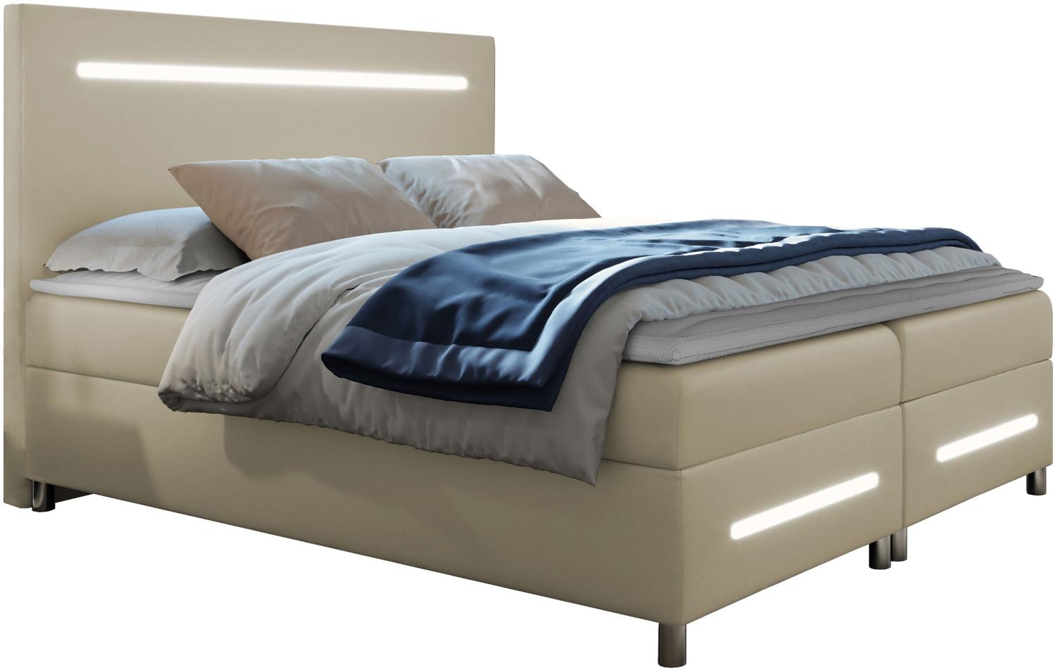 Boxspringbett Saziro LED, Sand, 180 x 200 cm Bild 1