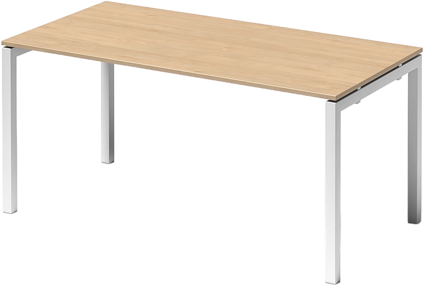 Bisley Cito Schreibtisch 160x80 cm, Tischplatte in Ahorn, U-Gestell in Weiß - Bürotisch & Computertisch, PC Tisch für's Büro, Arbeitshöhe: 74 cm, DUF1608-MP-396 Bild 1