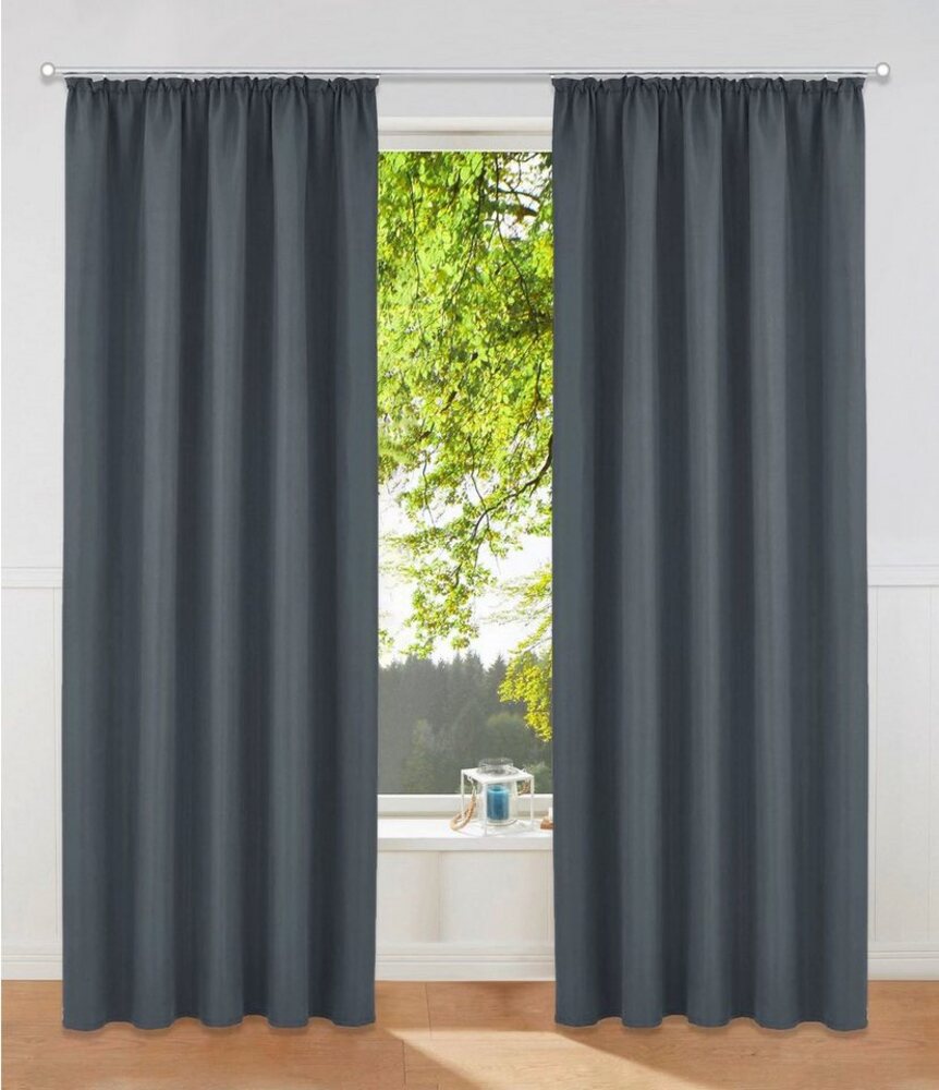 Bruno Banani Vorhang Lagan, Kräuselband (2 St), blickdicht, Polyester, 2-er Set, gewebt, Microfaser, versch. Größen, einfarbig, Bestseller Bild 1