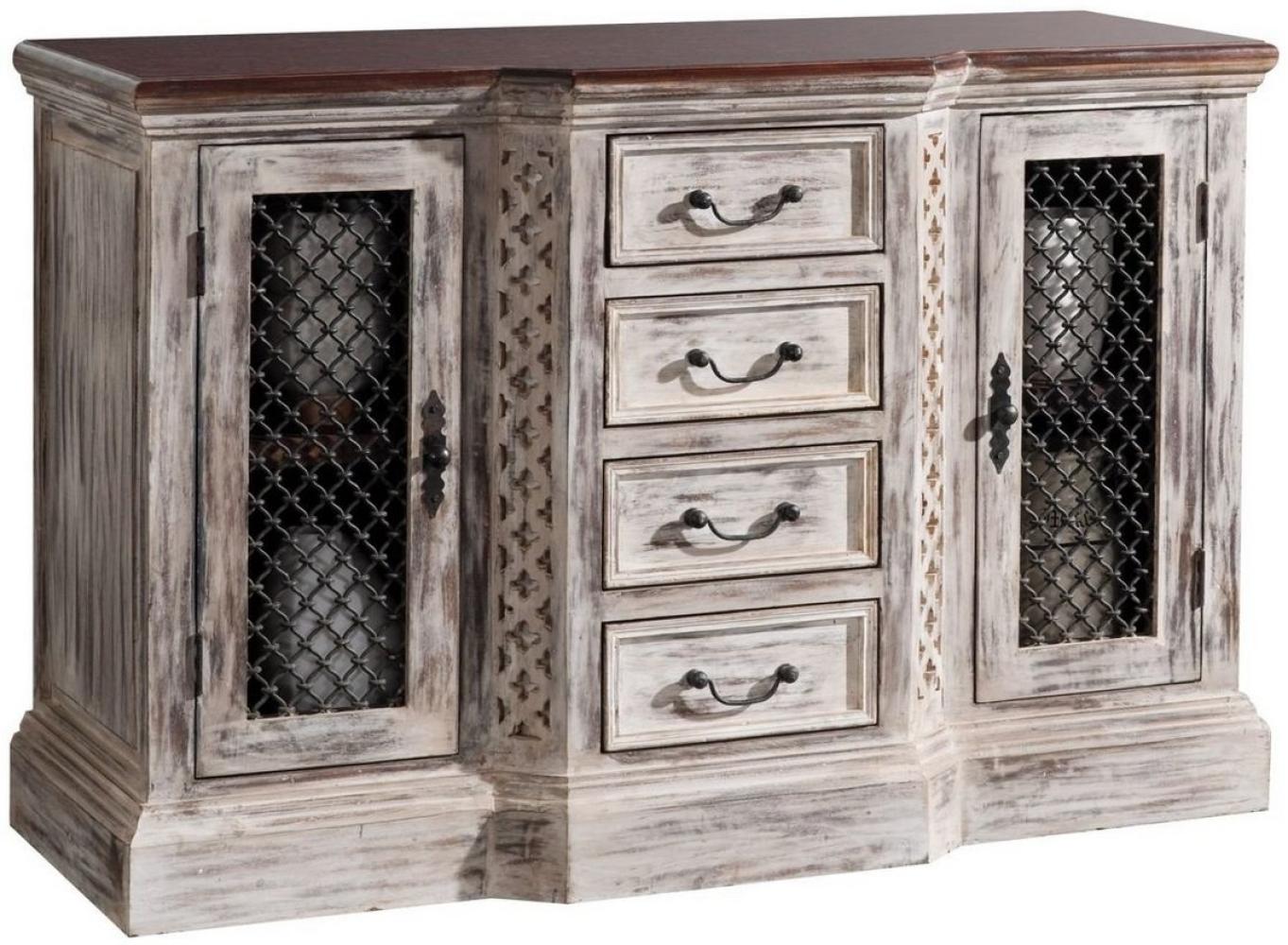 Massivmoebel24 Sideboard (Sideboard Mango / Akazie 135x50x90 weiß gewachst CASTLE-ANTIK #40) Bild 1