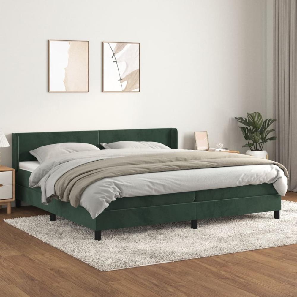 vidaXL Boxspringbett mit Matratze Dunkelgrün 200x200 cm Samt 3130862 Bild 1