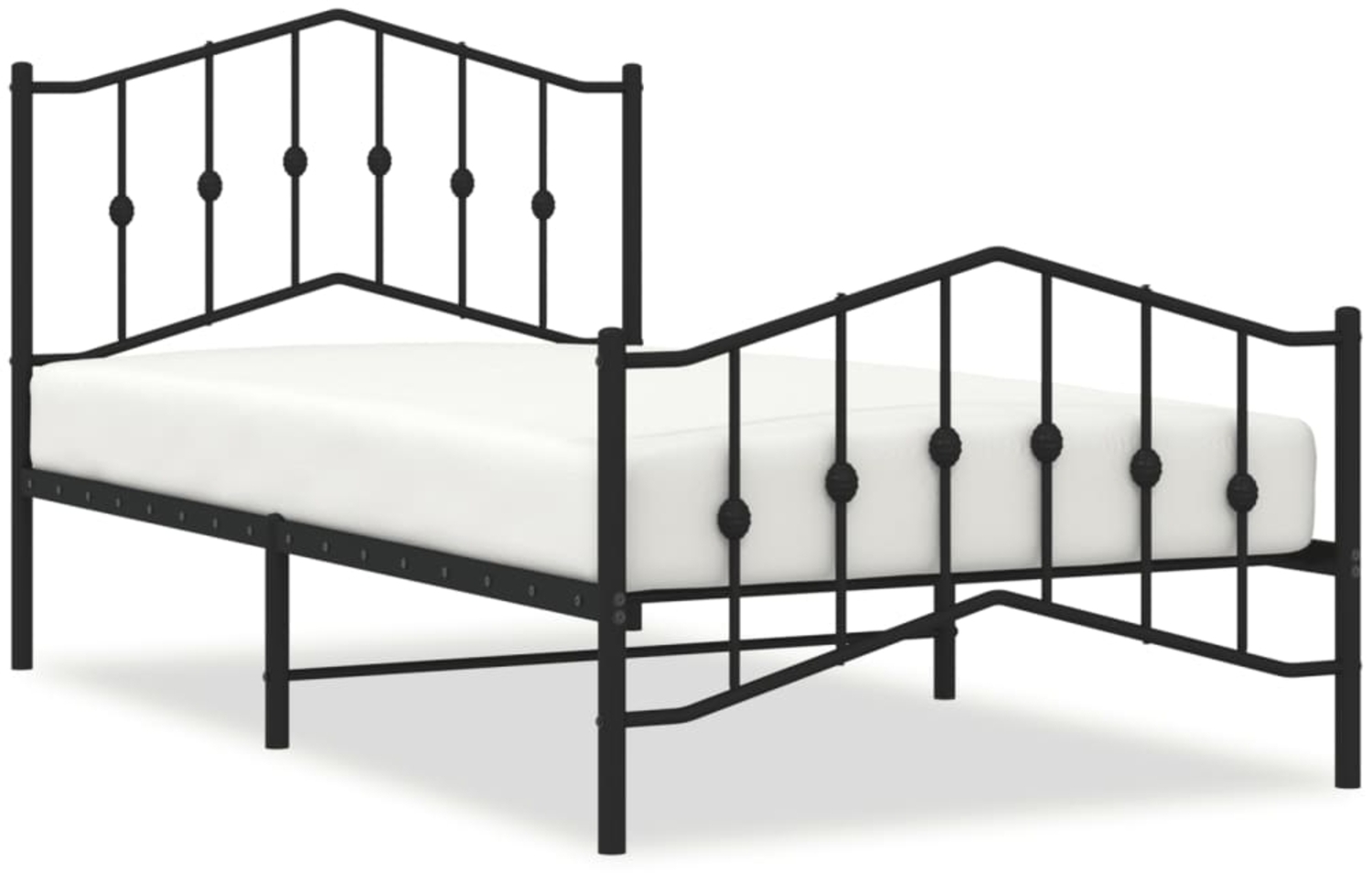 vidaXL Bettgestell mit Kopf- und Fußteil Metall Schwarz 100x190 cm 373801 Bild 1