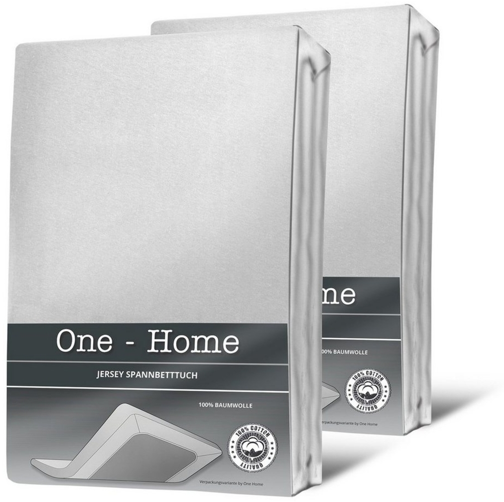 One Home Spannbettlaken Jersey, Jersey, Gummizug: rundum, (2 Stück), Double Pack mit Rundumgummizug, für Topper Bild 1