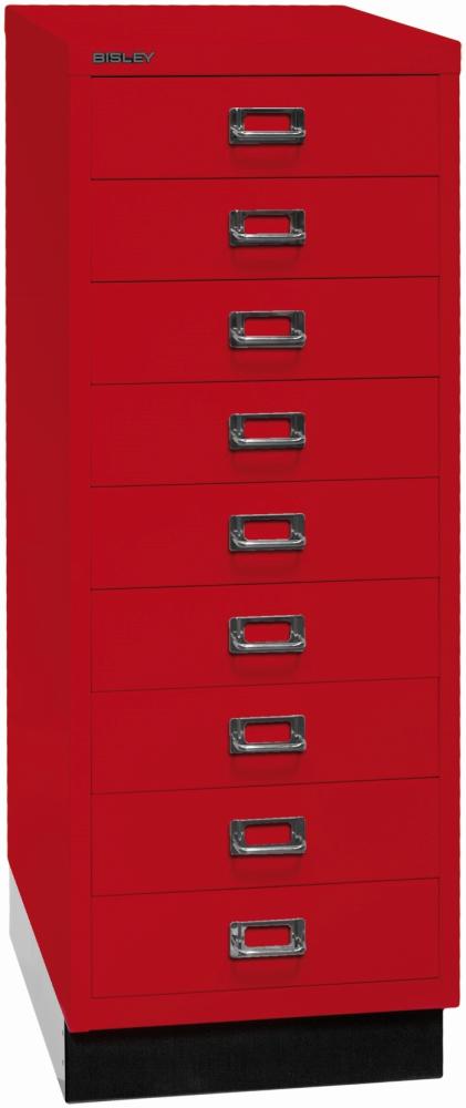 Bisley MultiDrawer™, 39er Serie mit Sockel, DIN A3, 9 Schubladen, Farbe kardinalrot Bild 1