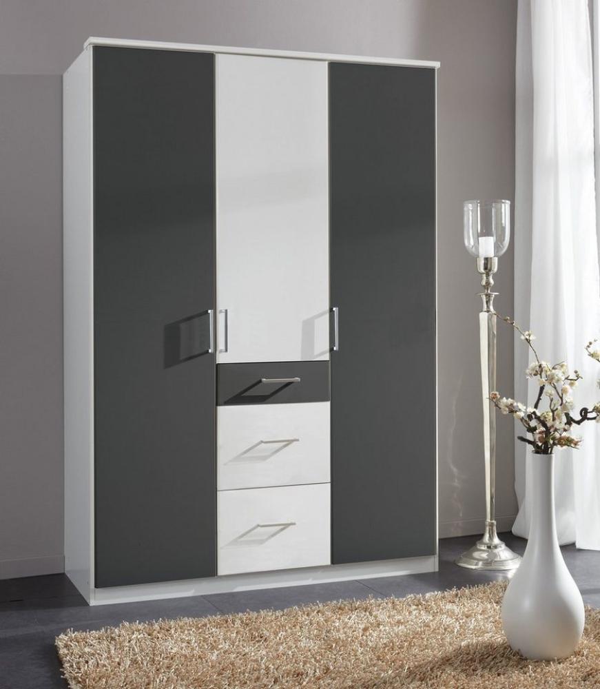 Kleiderschrank CLICK in Alpinweiß und anthrazit 135 cm Bild 1