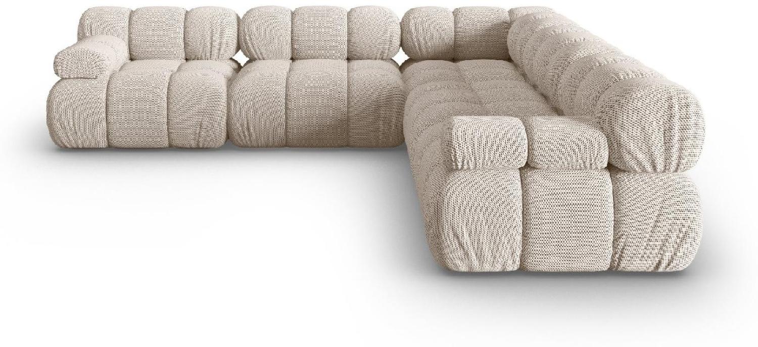 Micadoni Symmetrisches Ecksofa Bellis 5-Sitzer 3D-Stoff Helles Beige Bild 1