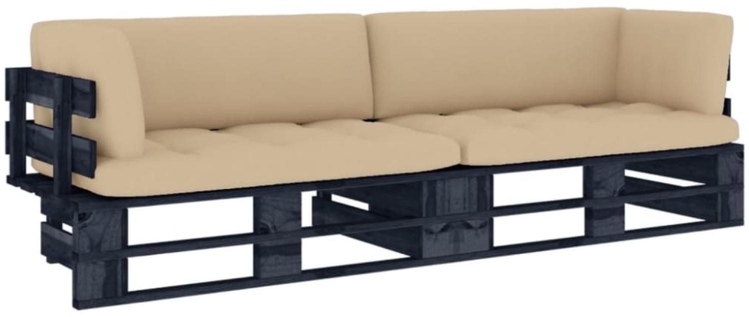 vidaXL 2-Sitzer-Palettensofa Schwarz Imprägniertes Kiefernholz 3066652 Bild 1