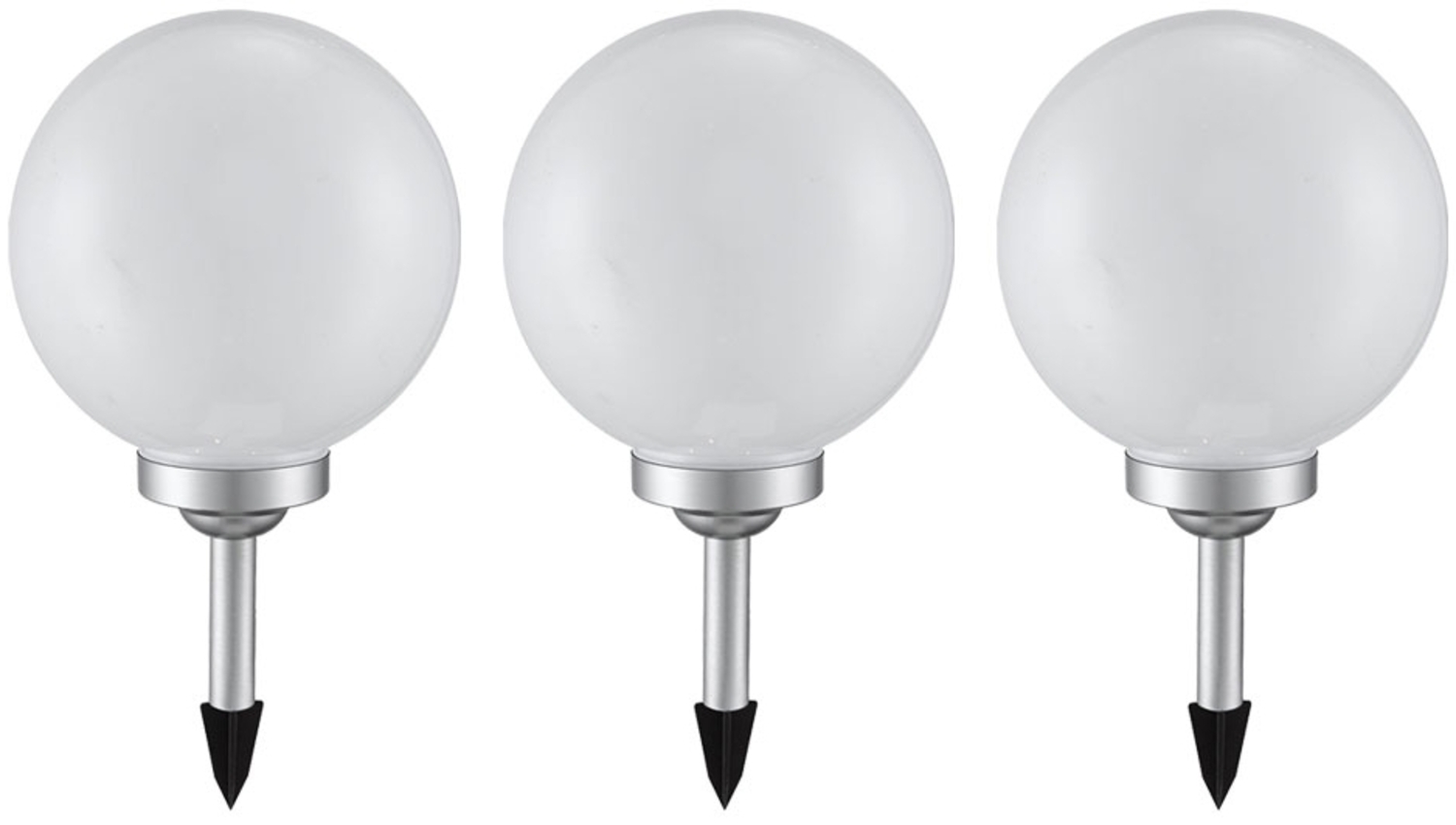 3er Set LED Solarleuchte, Kugel weiß, DM 20 cm, H 62 cm Bild 1