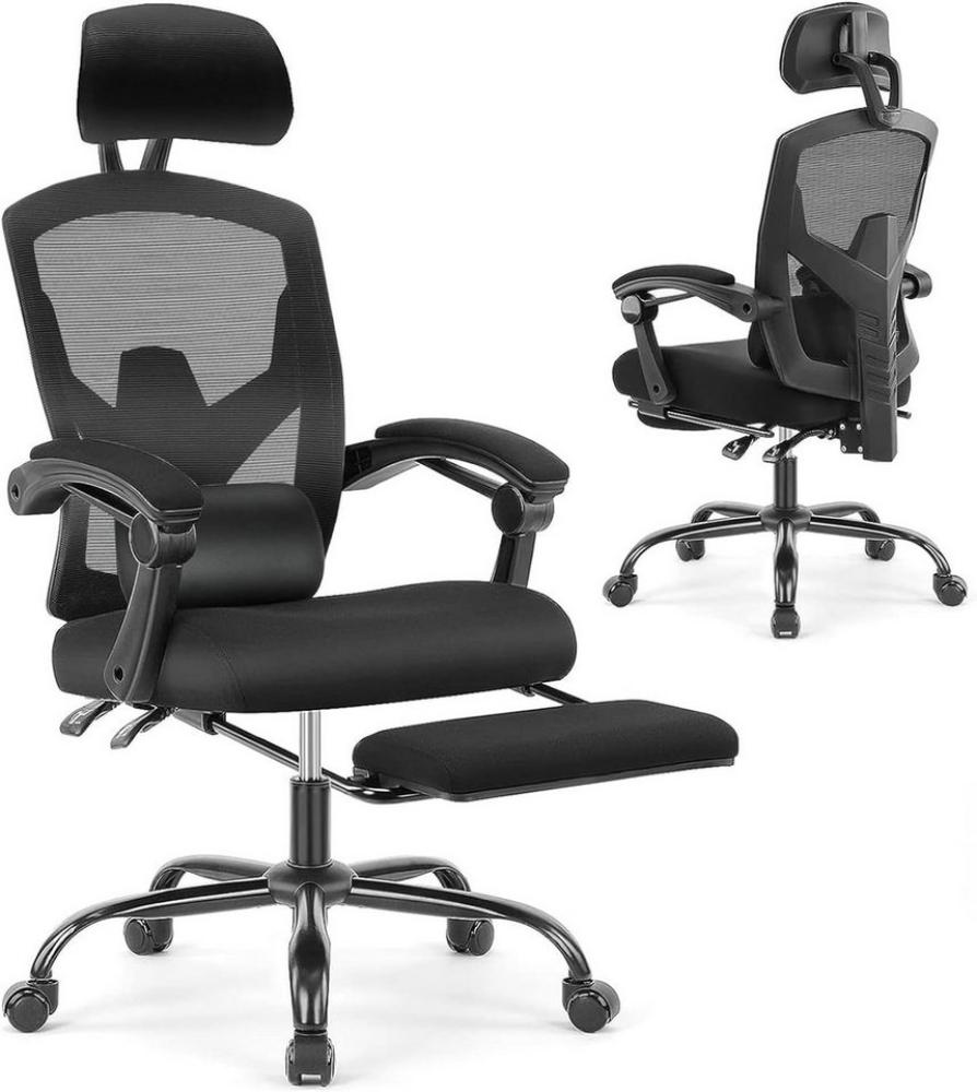 DUMOS Bürostuhl Ergonomisch Schreibtischstuhl Komfortarmlehnen Fußstütze Office Chair Bild 1