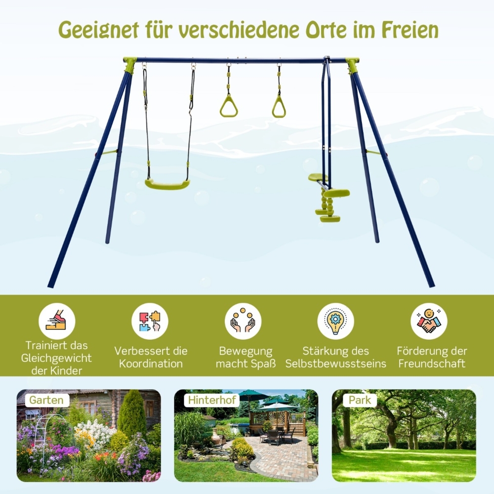 Kinderschaukel 3-in-1-Schaukelständer aus Metall 278 x 142 x 177 cm Bild 1