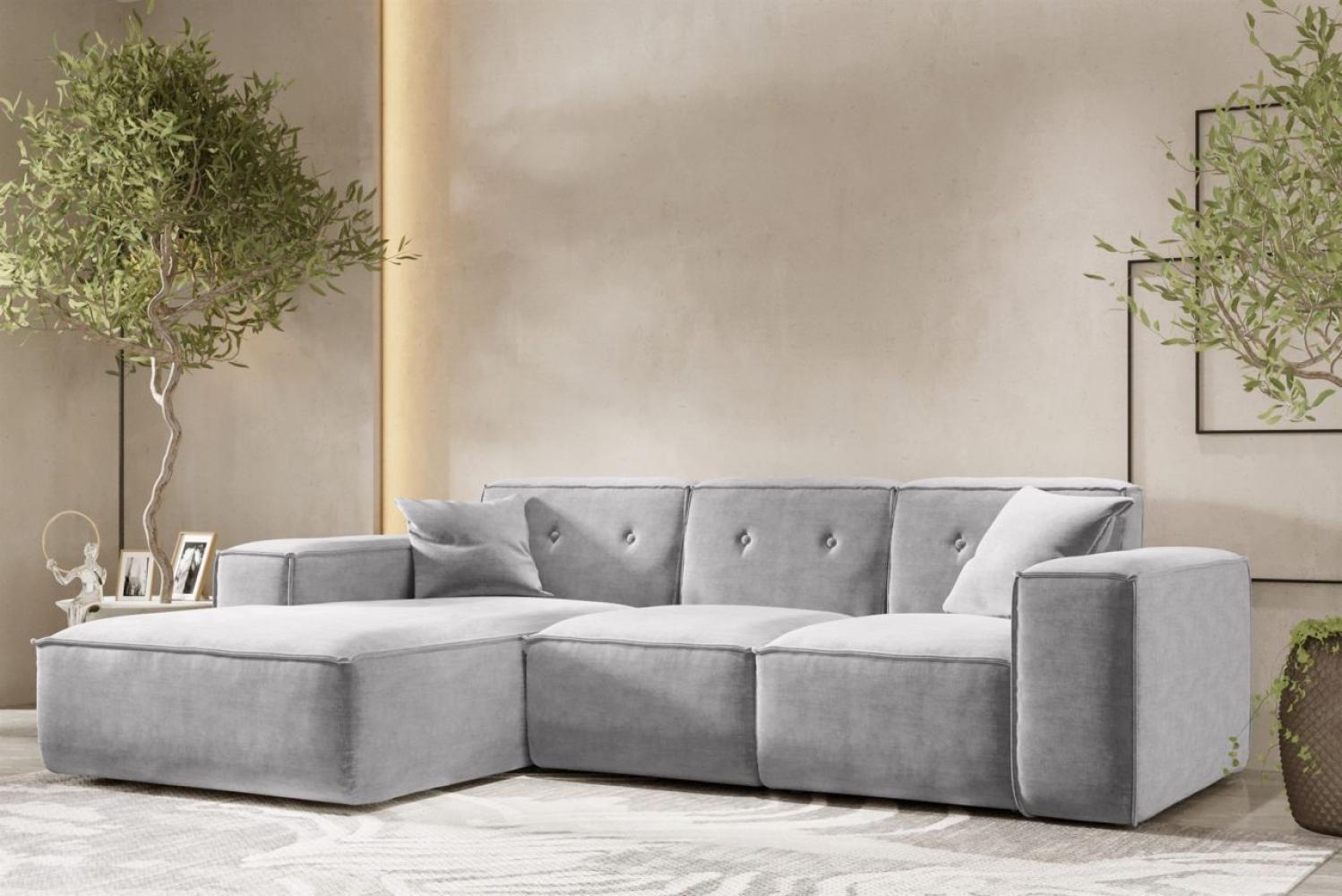 Ecksofa Designersofa CESINA Stoff Perfect Harmony Grau Ottomane Links Bild 1