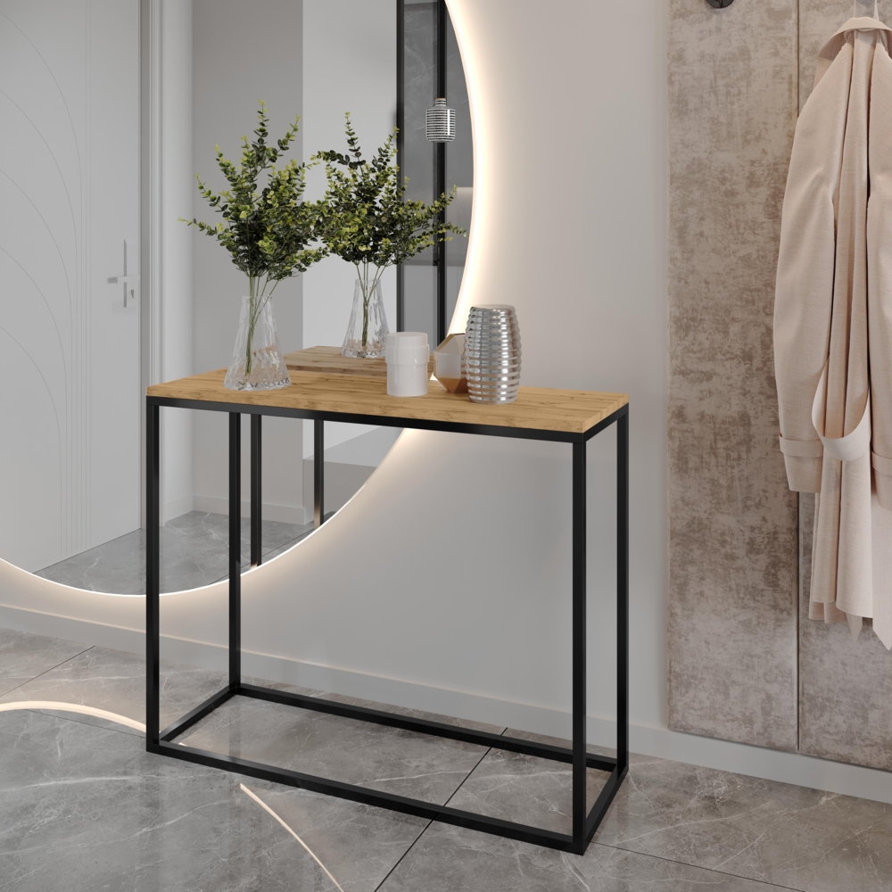 AX LIVING Nachttisch Kommode Aleio Weiß, Schwarzes Metallgestell 45cm Bild 1