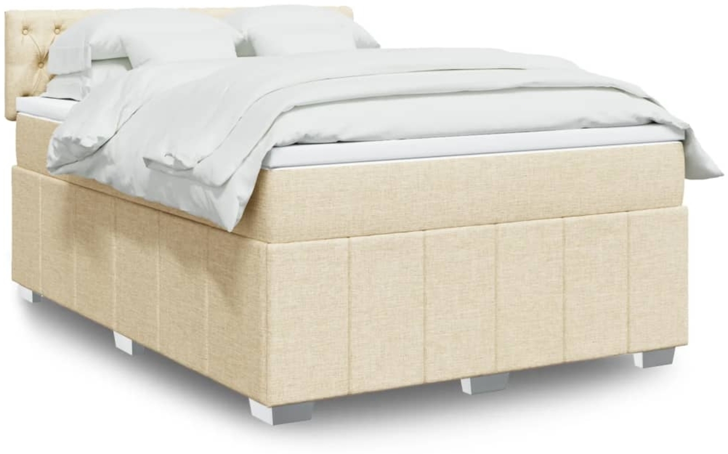 vidaXL Boxspringbett mit Matratze Creme 140x190 cm Stoff 3287075 Bild 1