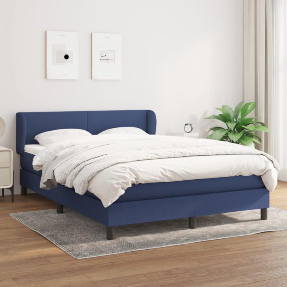 Boxspringbett mit Matratze Blau 140x190 cm Stoff (Farbe: Blau) Bild 1