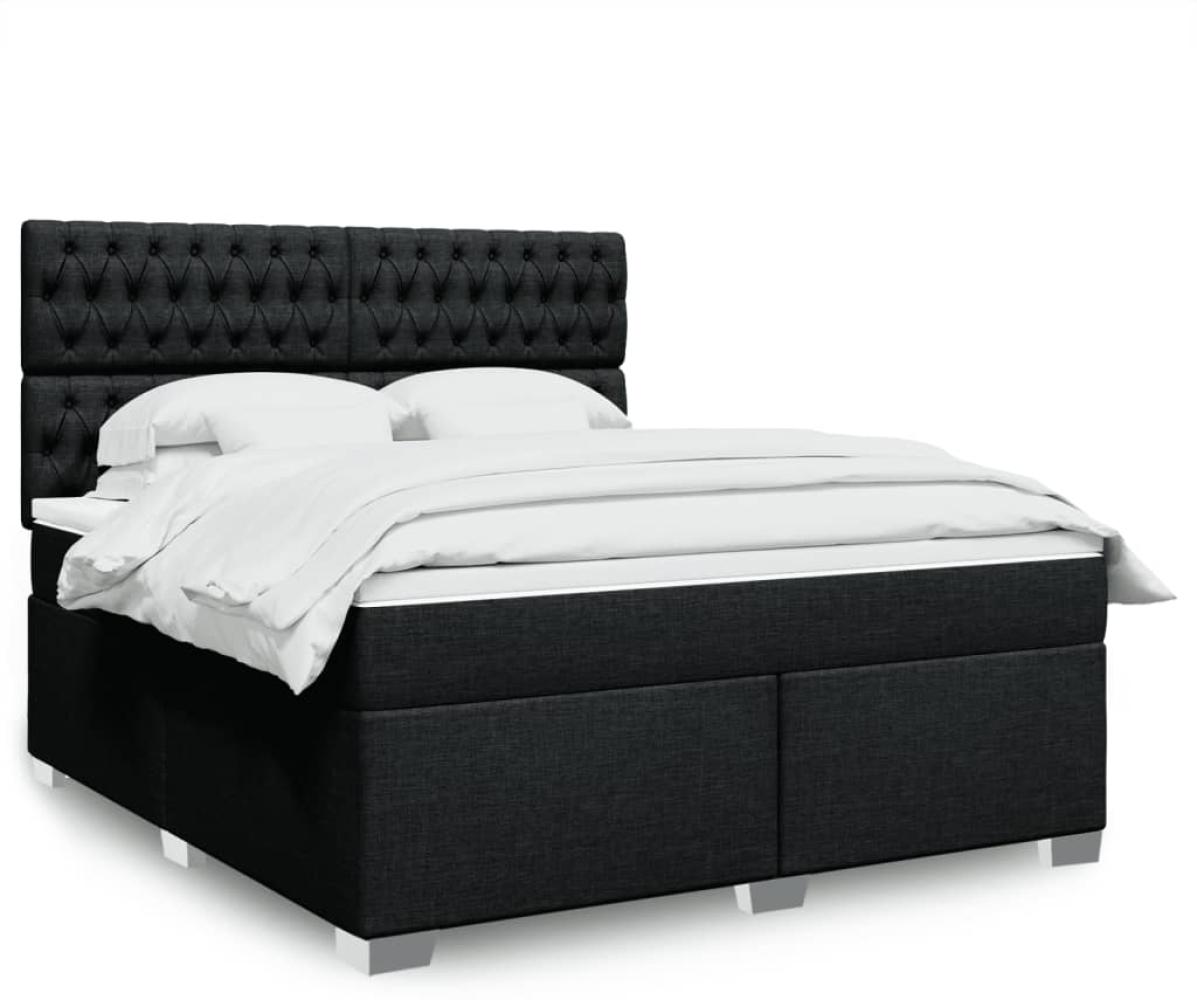 vidaXL Boxspringbett mit Matratze Schwarz 180x200 cm Stoff 3292876 Bild 1