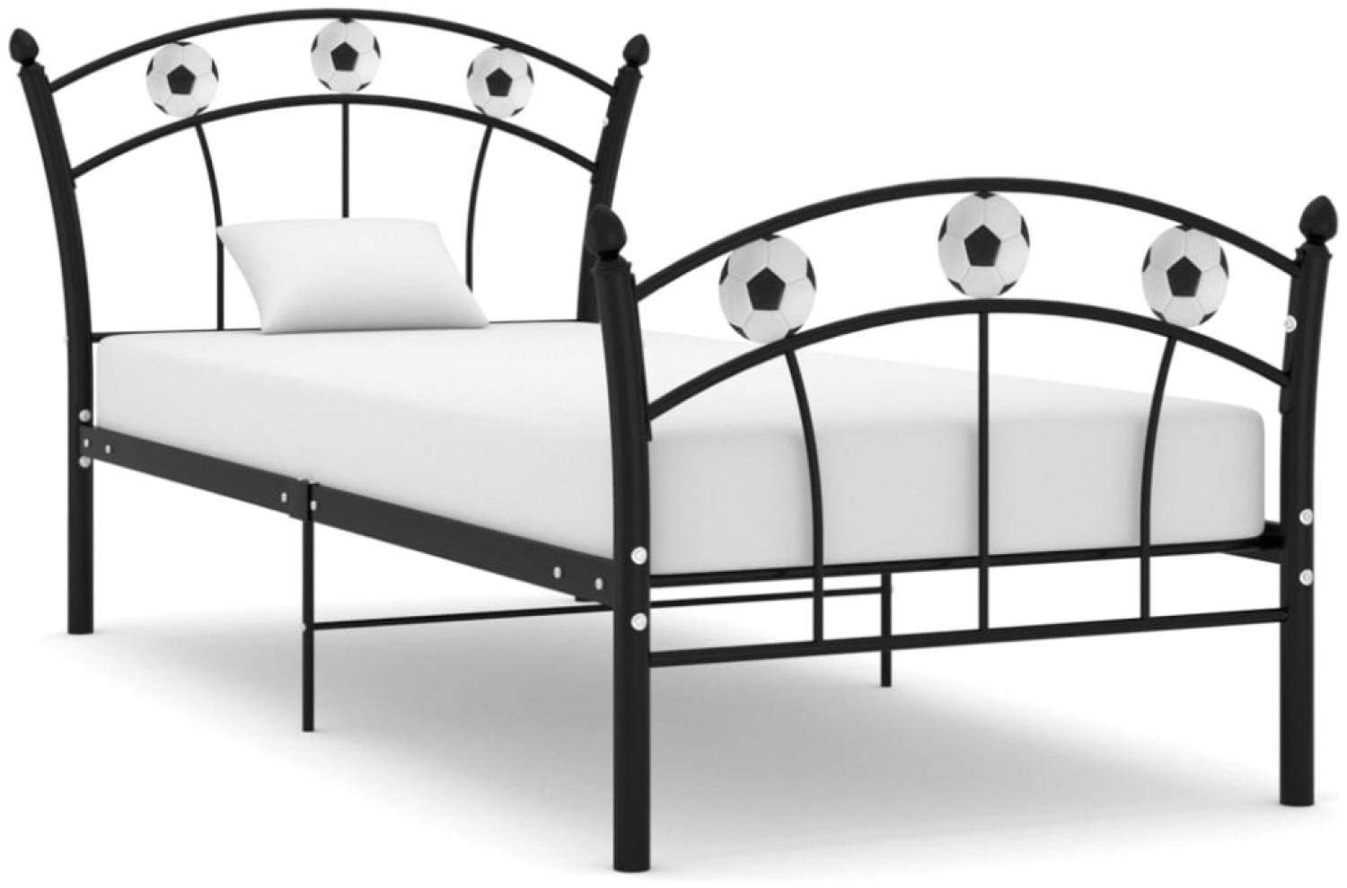 vidaXL Einzelbett mit Fußball-Design Schwarz Metall 90x200 cm 324744 Bild 1