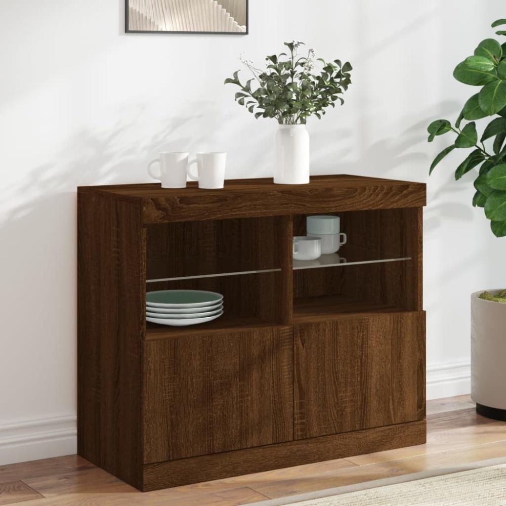 vidaXL Sideboard mit LED-Leuchten Braun Eichen-Optik 81x37x67 cm 836664 Bild 1