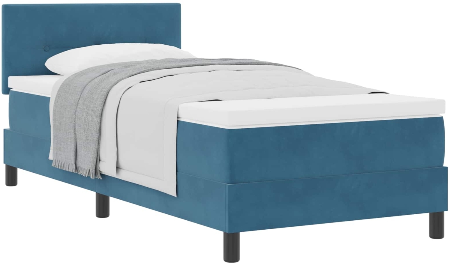 vidaXL Boxspringbett mit Matratze Dunkelblau 90 x 190 cm Samt 3339144 Bild 1