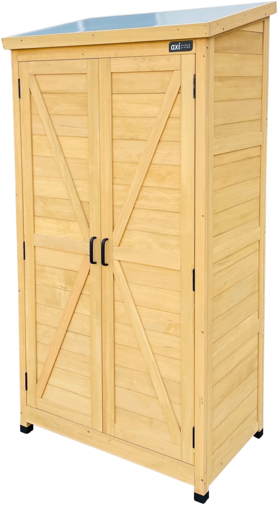 AXI Hugo Gartenschrank aus Holz in Braun Geräteschrank / Geräteschuppen für den Garten mit 3 festen Ablagen | Beige | Holz | 85 cm Bild 1