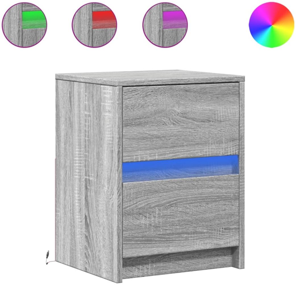 vidaXL Nachttische mit LED-Leuchten 2 Stk. Grau Sonoma Holzwerkstoff 852044 Bild 1