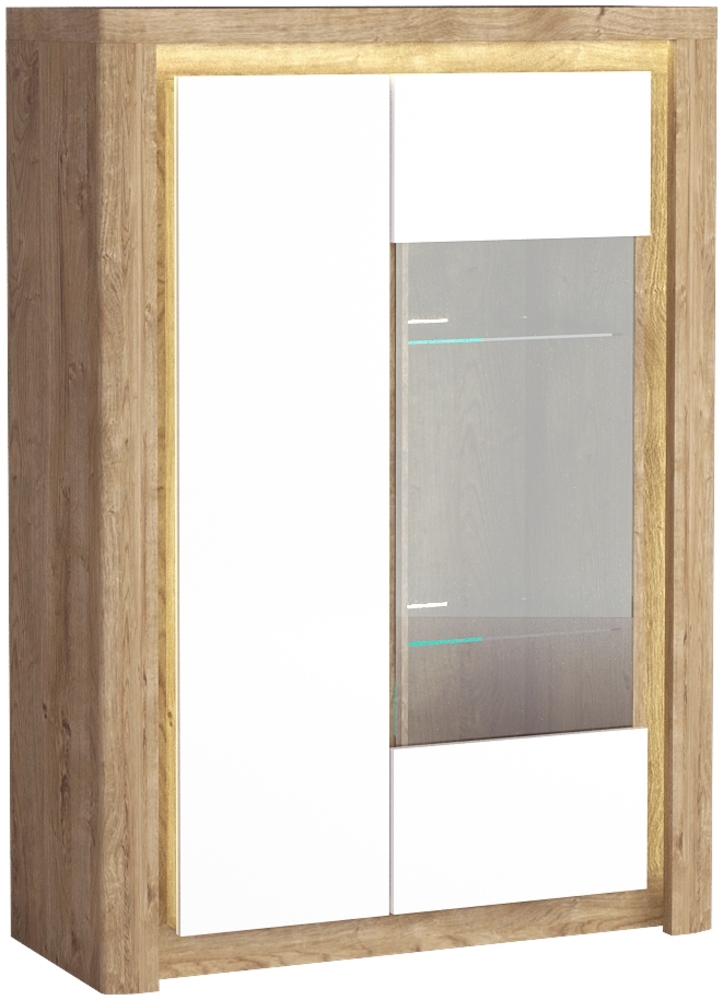 Highboard Livinio Kommode 100cm Ribbeck Eiche weiß Hochglanz inkl. LED Bild 1