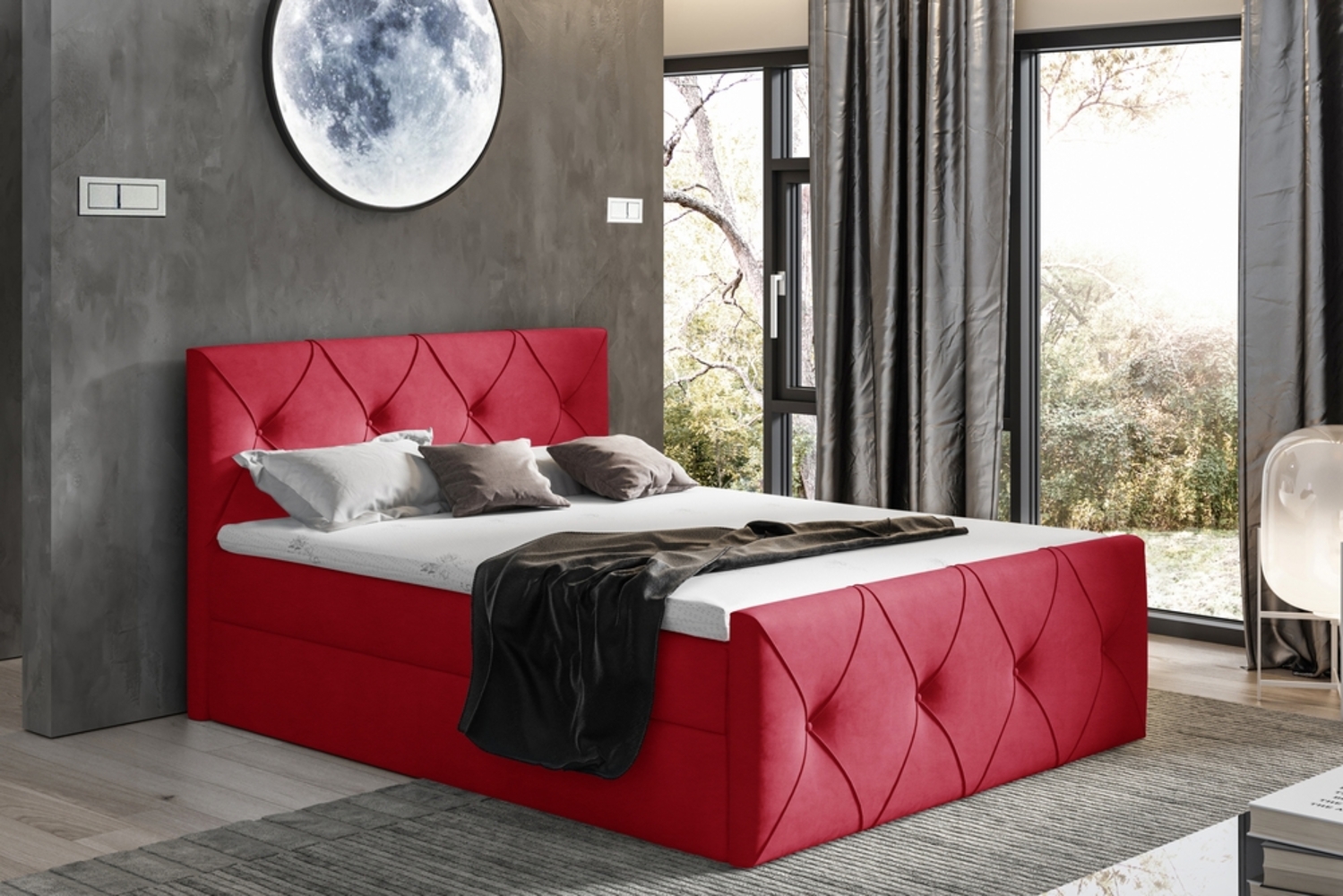 99rooms Arian Lux Boxspringbett Kunstleder 160x200 cm Rot Bild 1