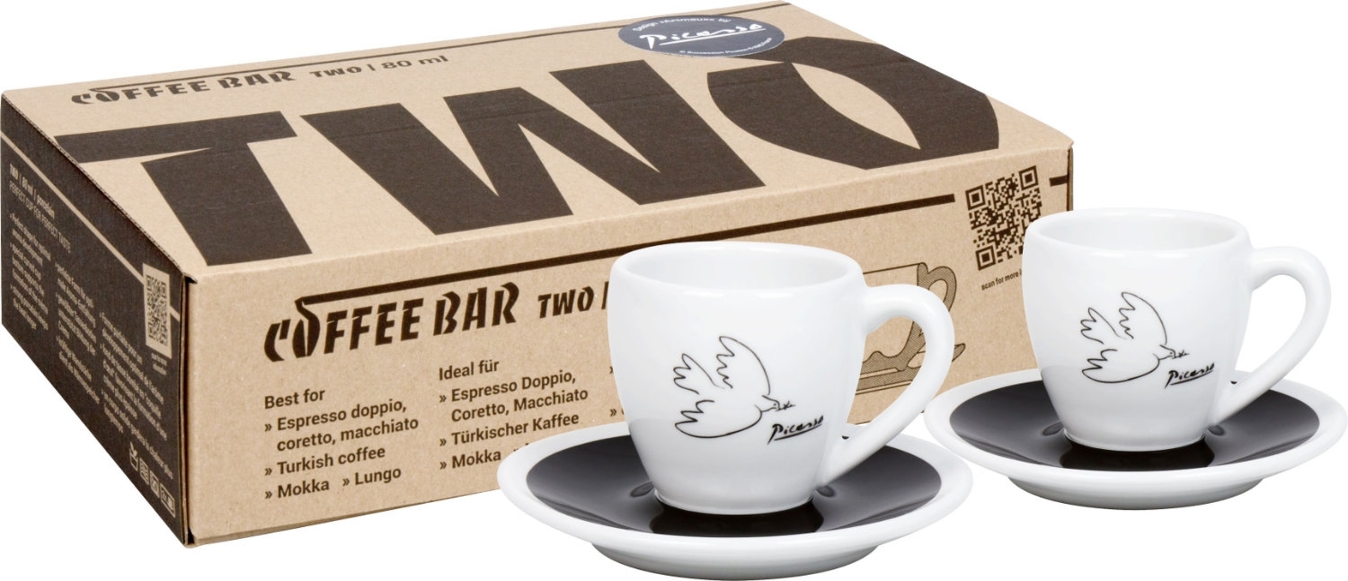 KÖNITZ 2er Set Coffee Bar TWO Picasso Espressotasse mit Untertasse 80 ml im Geschenkkarton Bild 1