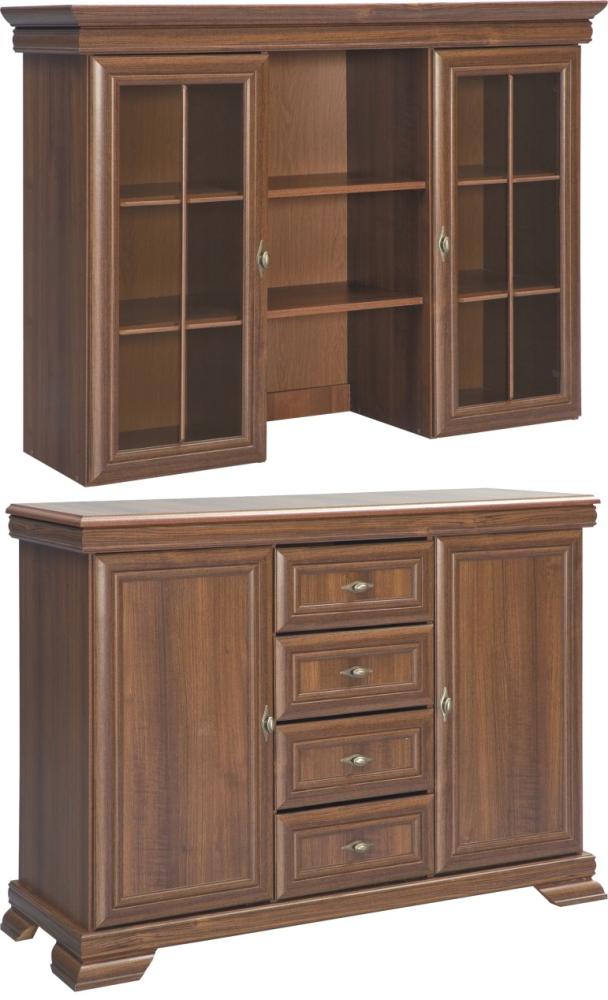 Buffetschrank Set 2-tlg 128cm 4-türig samoa King rustikal Bild 1