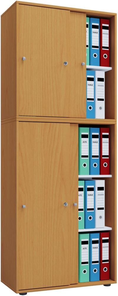 Büroschrank Aktenschrank Mehrzweckschrank Hochschrank Büro Schrank Buche Dekor Bild 1