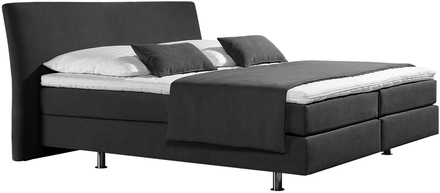 Maintal Boxspringbett Club, 100 x 200 cm, Strukturstoff, 7-Zonen-Kaltschaum Matratze h3, anthrazit Bild 1