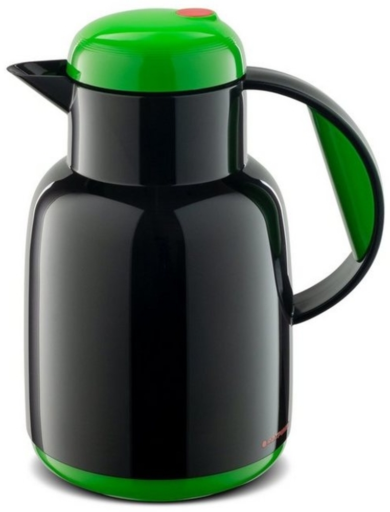 ROTPUNKT Isolierkanne 1,0 ltr. Glaseinsatz I 24 Std warm 36 std kalt I Made in Germany, 1 l, (Kaffeekanne I Teekanne, 970 onyx/flip green), Glaskolben aus doppelwandigem Rosalin-Glas Bild 1